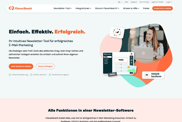Screenshot der Webseite Cleverreach