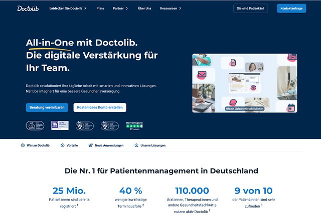 Screenshot der Webseite doctolib