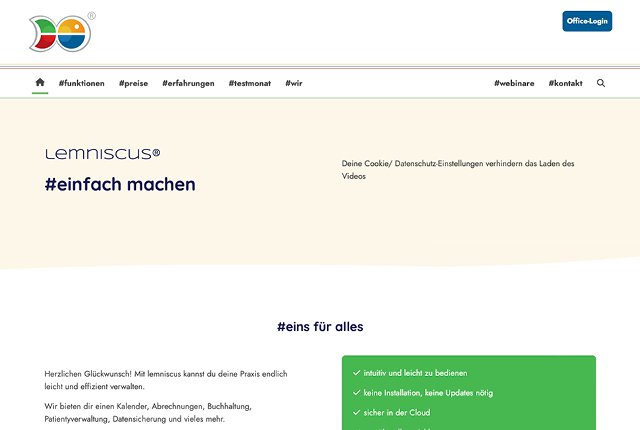 Screenshot der Webseite Lemniscus