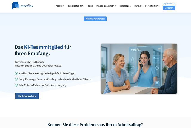 Screenshot der Webseite Medflex